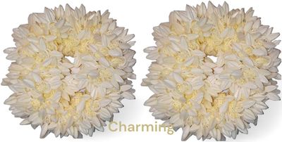 Charming India Crafts Mogra White Gajra Hair Accessories Gajra Rubber Band for Women (Pack of 2)(White)