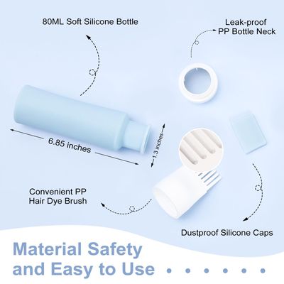 Lapfoon 2 Packs Silicone Hair Oil Applicator, 2.7 Ounce Root Comb Applicator Bottle for Hair Dye, Scalp Oil Applicator Bottle and Brush