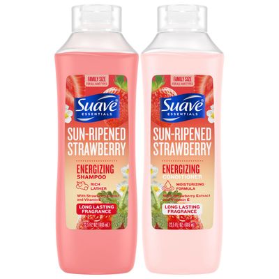 Suave Shampoo &amp; Conditioner Set, Sun-Ripened Strawberry - Everyday Energizing Formulas with Strawberry Extract &amp; Vitamin E, 22.5 Oz Ea (2 Piece Set)