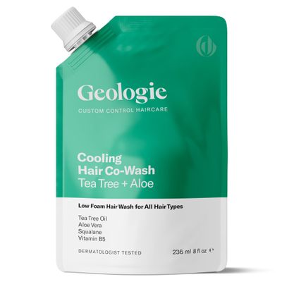 Geologie Cooling Hair Co-Wash | 4-in-1 Hair Cleanser, Conditioner, Mask &amp; Serum | Tea Tree Oil, Aloe Vera, Squalane &amp; Vitamin B5 Formula For Men &amp; Women | Eco-Friendly Pouch 84% Less Plastic