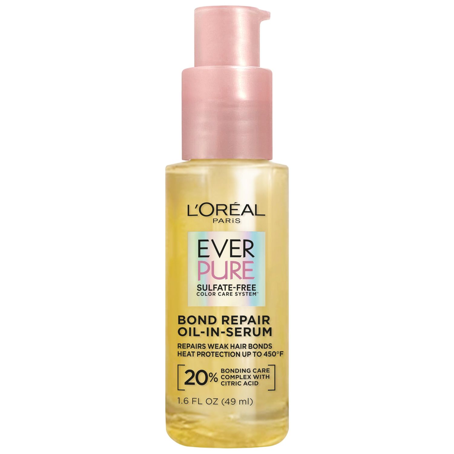 L&#39;Oreal Paris Bond Repair Oil-in-Serum for Damaged, Color Treated Hair, Heat Protectant, Strengthens Weak Bonds, Intense Shine and Frizz Control, EverPure, 1.6 Fl Oz