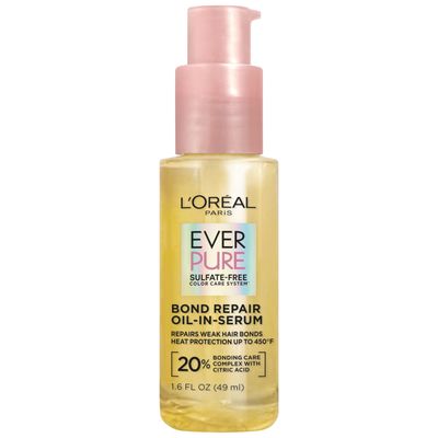 L&#39;Oreal Paris Bond Repair Oil-in-Serum for Damaged, Color Treated Hair, Heat Protectant, Strengthens Weak Bonds, Intense Shine and Frizz Control, EverPure, 1.6 Fl Oz
