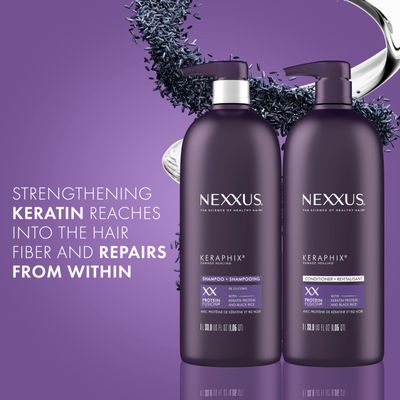 Nexxus Keraphix Shampoo and Conditioner - Damaged Hair Treatment System with Keratin Protein and Black Rice, 2 Count &amp; 3 Repair Masks Treatment, 33.8 oz, 1.5 oz, 3 Count, 5 Count ( Pack of 1)