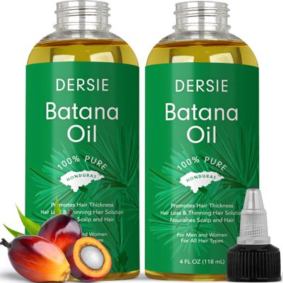 (Pack of 2) Batana Oil for Hair Growth: Dr Sebi Organic Raw Batana Oil from Honduras - 100% Pure &amp; Natural - For Thicker &amp; Stronger Hair - 4 FL OZ Per Bottle