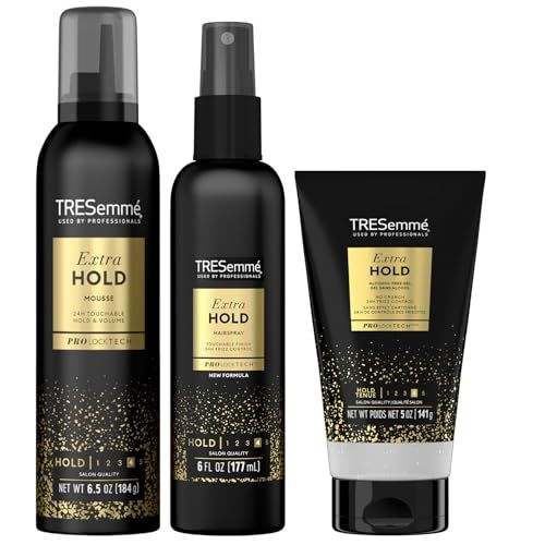 TRESemm Extra Hold Frizz Control Bundle - Color-Safe Hair Mousse, Non-Aerosol Hairspray &amp; Alcohol-Free Gel