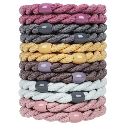 COZEASY 12 pcs Assorted Elastic Hair Ties, No-Metal Gentle Secure Hold Ponytail Holders, No Damage or Snagging Braided Hair Bands, Perfect for Girls and Women with Thick or Curly Hair (Multicolor 17)
