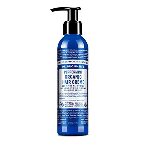 Dr. Bronner&#39;s - Organic Hair Crme (Peppermint, 6 Ounce) - Leave-In Conditioner and Styling Cream, Made with Organic Oils, Hair Cream Supports Shine and Strength, Nourishes Scalp, Non-GMO