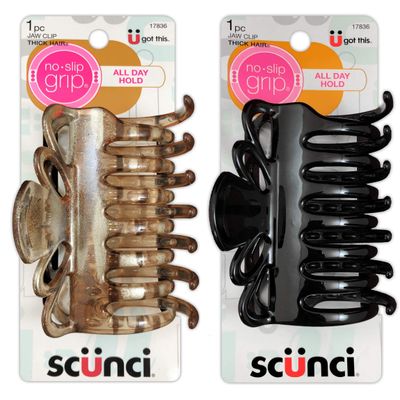 Scunci No-Slip Grip Jaw Clip For Thick Hair, Assorted Colors (Pack of 2)
