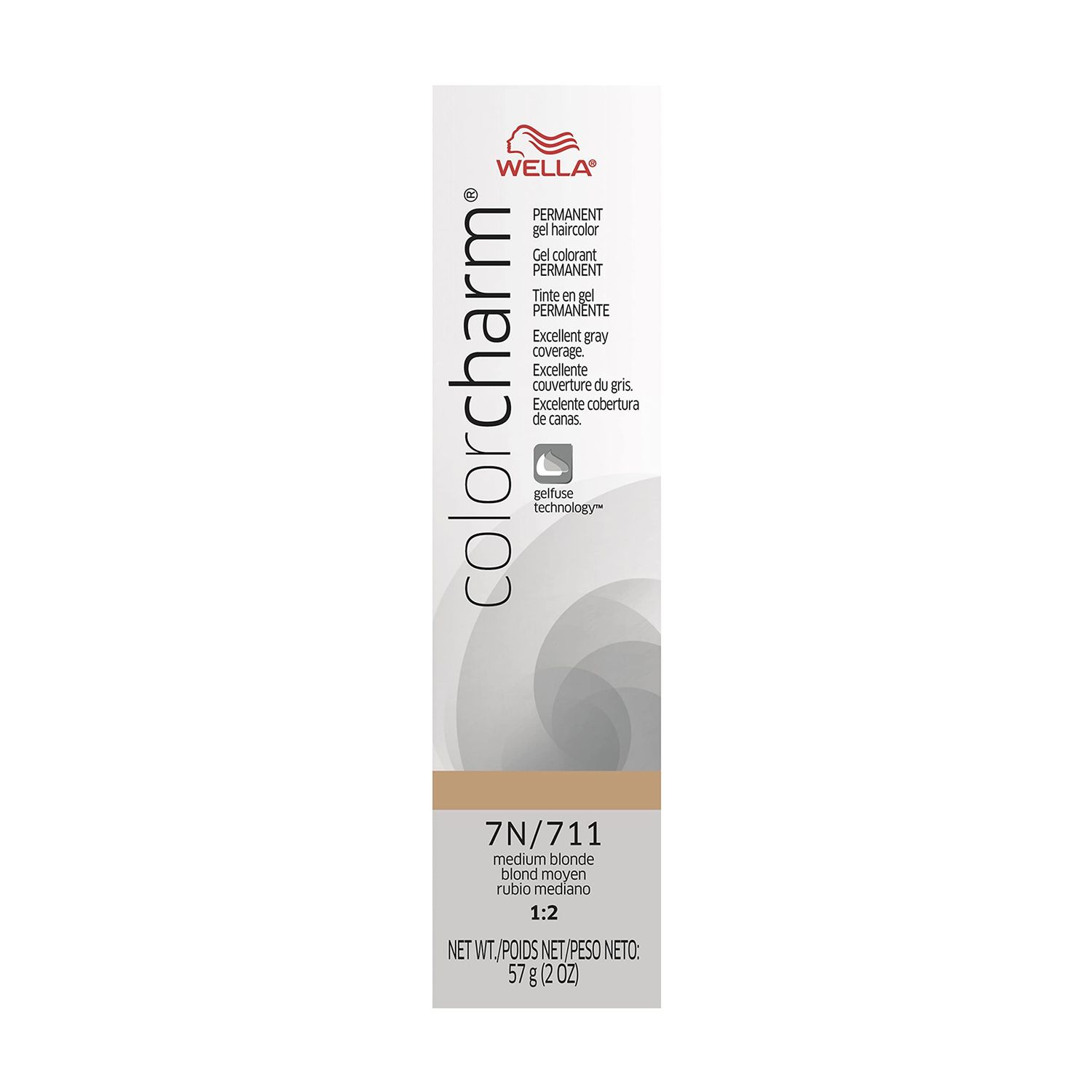 WELLA colorcharm Permanent Gel Haircolor, With Long Lasting Gelfus Technology, For Gray Coverage, 7N Medium Blonde, 2 oz