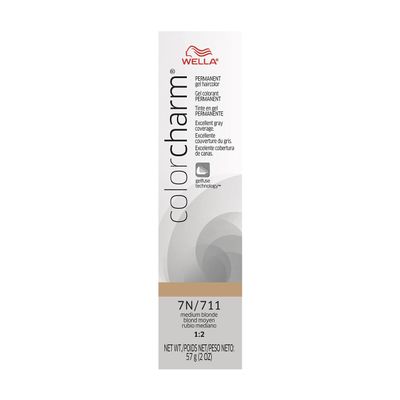 WELLA colorcharm Permanent Gel Haircolor, With Long Lasting Gelfus Technology, For Gray Coverage, 7N Medium Blonde, 2 oz