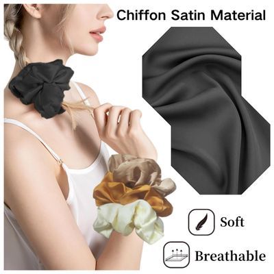 Large Satin Scrunchies Oversized Scrunchies Jumbo Scrunchies Sleeping Giant Scrunchie No Damage Big Satin Silk Scrunchies for Women(A)