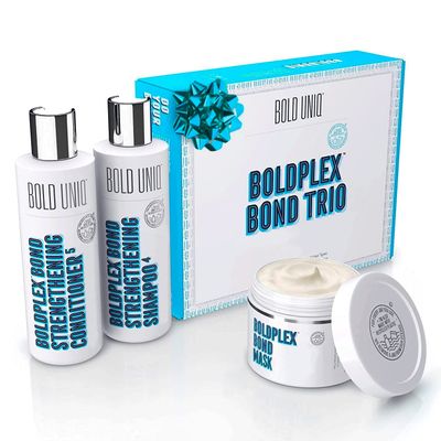 Boldplex 3, 4 &amp; 5 Bond Restore Treatment, Shampoo &amp; Conditioner Trio Gift Set - Hydrating Protein Formula, Strengthens Dry &amp; Damaged Hair, Repairs Breakages &amp; Split Ends. Vegan &amp; Cruelty Free.