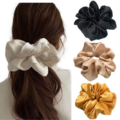 Large Satin Scrunchies Oversized Scrunchies Jumbo Scrunchies Sleeping Giant Scrunchie No Damage Big Satin Silk Scrunchies for Women(A)