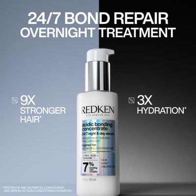 Redken Acidic Bonding Concentrate 24/7 Night &amp; Day Serum For Damaged Hair - Nourishes &amp; Restores, Overnight Repair &amp; Protection