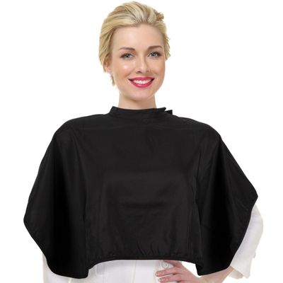 ForPro Water-Resistant Makeup Cape, Professional Mid-Length Beauty Cape with Adjustable Velcro Closure, 27.5&quot; x 30&quot;, Black