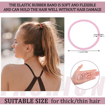 obeoby 200PCS Thin Hair Ties, 10 Colors Elastic Hair Ties No Damage Small Ponytail Holders for Thin Hair Colorful Hair Accessories Back to School Gift for Girls