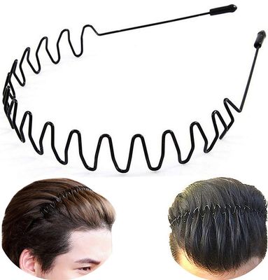 bodbop Metal Hair Band, Black, Unisex Fashion Headbands Sports Hairband Head Band Hair Hoop for Women With Non Slip Wavy Teeth