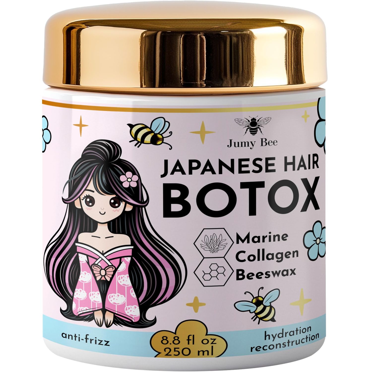 Keratin Hair Mask Japanese Botox - 8.8 oz Collagen &amp; Keratin Treatment with Beeswax &amp; Seaweed, Intense Hydration, Anti-Frizz, Formaldehyde-Free, Protein Coating for Dry and Damaged Hair