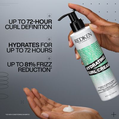 REDKEN Hydrating Curl Cream - 72-Hour Curl Definition, Heat Protection up to 450F, Silicone-Free &amp; Paraben-Free