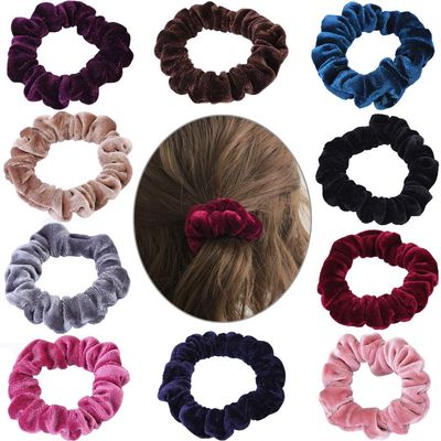 KINGMAS 10 Pcs Hair Ties Velvet Scrunchies, Elastic Flannelette Hair Bands Scrunchy Hair Ropes Women Hair Accessories