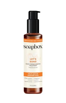 Soapbox Let&#39;s Bond Hair Treatment with Collagen Peptides - Repair Damaged Hair, Prevent Breakage, Nourish &amp; Strengthen Fine, Frizzy Hair, Paraben Free &amp; Color Safe, 5oz