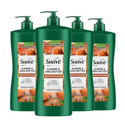 Suave Moisturizing Conditioner with 100% Natural Almond &amp; Shea Butter, No Dyes, No Parabens, No Phthalates, 28 oz Pack of 4