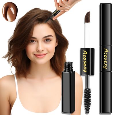 New Cover Touch Up Gray Brush-in Wand,Quick Cover Root Touch Up Rescue, Mascara Natural Water-Resistant Temporary Gray Concealer Cover Up Brush for Hair Mustache &amp; Beard (Med Brown, 1 Pack)