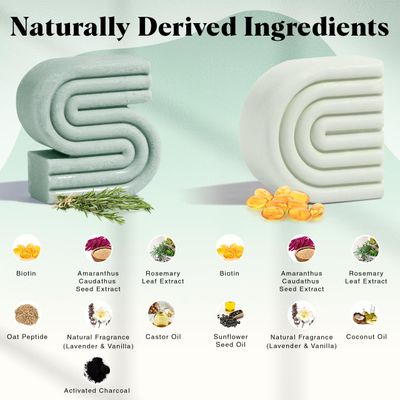 Kitsch Rosemary &amp; Biotin Shampoo and Conditioner Bar Set for Thinning Hair - Volume Shampoo &amp; Conditioner Bar for Men and Women, Hair Thickening &amp; Regrowth Combo, Paraben Free, Made in USA - 2pcs