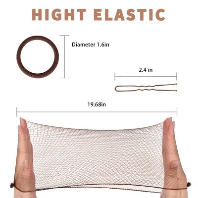 TsMADDTs Hair Nets and U Shaped Pins Set - 30 Hair Nets, 30 2.4 INCH Hair Pins, 5 Hair Bands, Brown