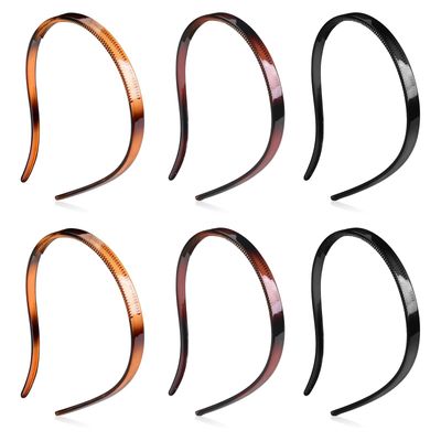 YONOY 6Pcs Plastic HairBand Designed for Eyewear No Pressure No Headache Comfortable Headbands for Women Fashion Thin Headbands Non Slip (Black, Tortoise,coffee)