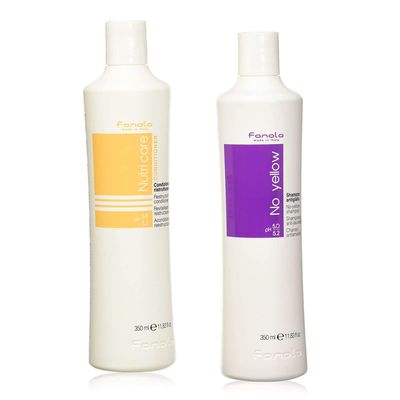 Fanola No Yellow Shampoo &amp; Nutri Care Restructuring Deep Conditioner 11.8 oz / 2pk - Anti Brass Depositing Purple Shampoo Toner for Blonde &amp; Damaged Hair