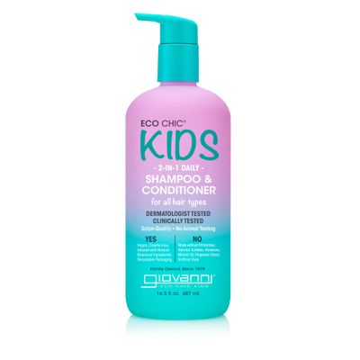 Eco Chic KIDs 2 In 1 Shampoo &amp; Conditioner - Kids Shampoo And Conditioner, Kids 2 In 1 Shampoo And Conditioner, For All Hair Types, Salon Quality, Gentle Formula, Vegan - 16.4 Fl Oz