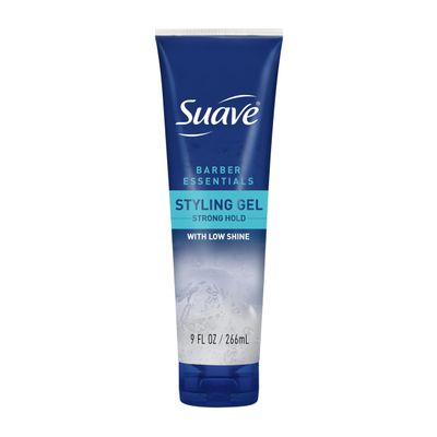 Suave Barber Essentials Styling Gel for Men, Strong Hold and Low Shine, No Flakes, Barber-Quality Results, 9 oz