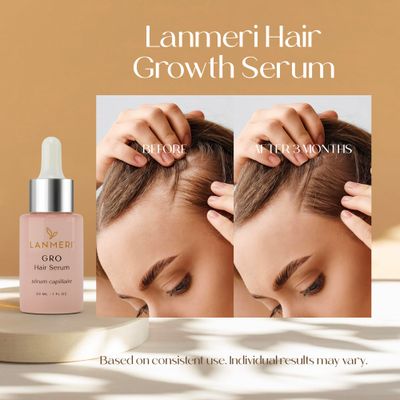 Lanmeri Vegan Hair Growth Serum - Natural Hair Regrowth and Hair Loss Treatments for Women & Men - Scalp Serum for Thinning Hair - Fuller, Thicker and Healthier Hair in 90 Days, All Hair Types