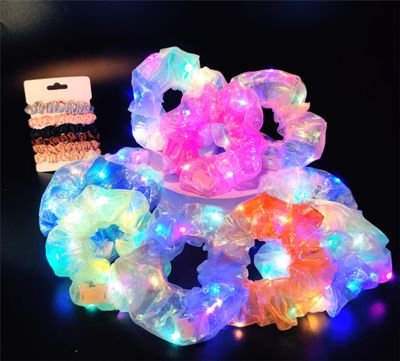 Light Up Scrunchies Party Favor, Easter Gifts LED Scrunchy Hair Ties for Women &amp; Girls Hair 80s, Glow in the Dark Party Supplies Festival Rave Accessories for Neon Glow Party