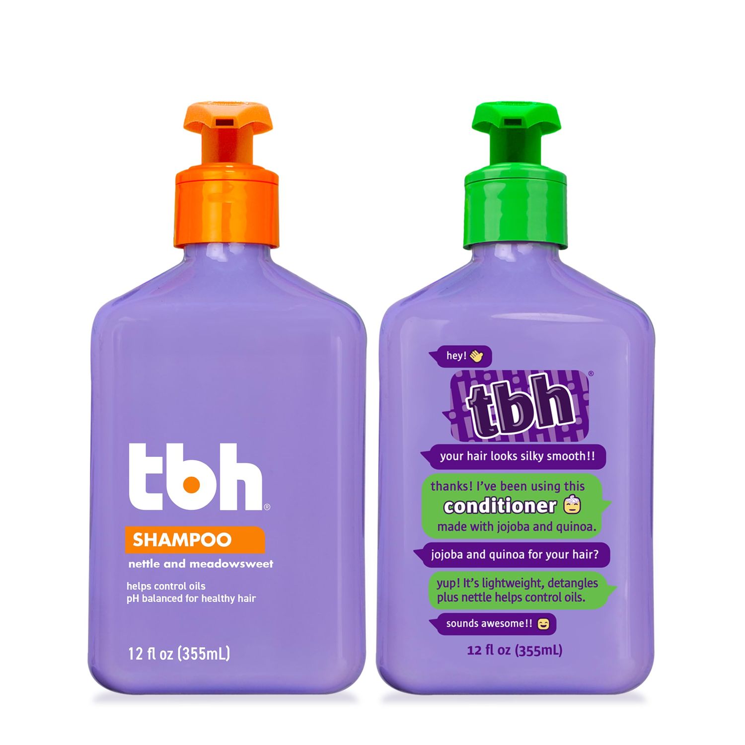 TBH Teen and Kids Shampoo and Conditioner Set - Shampoo and Conditioner for Oily Hair - Sulfate, Paraben Free - 12 oz (2 Pack)