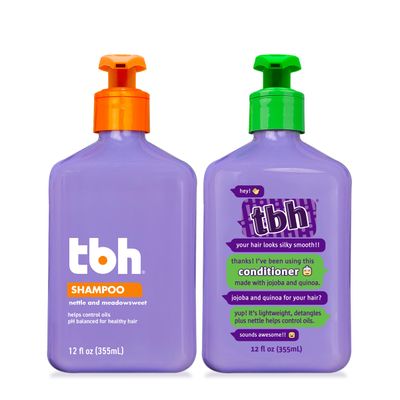 TBH Teen and Kids Shampoo and Conditioner Set - Shampoo and Conditioner for Oily Hair - Sulfate, Paraben Free - 12 oz (2 Pack)