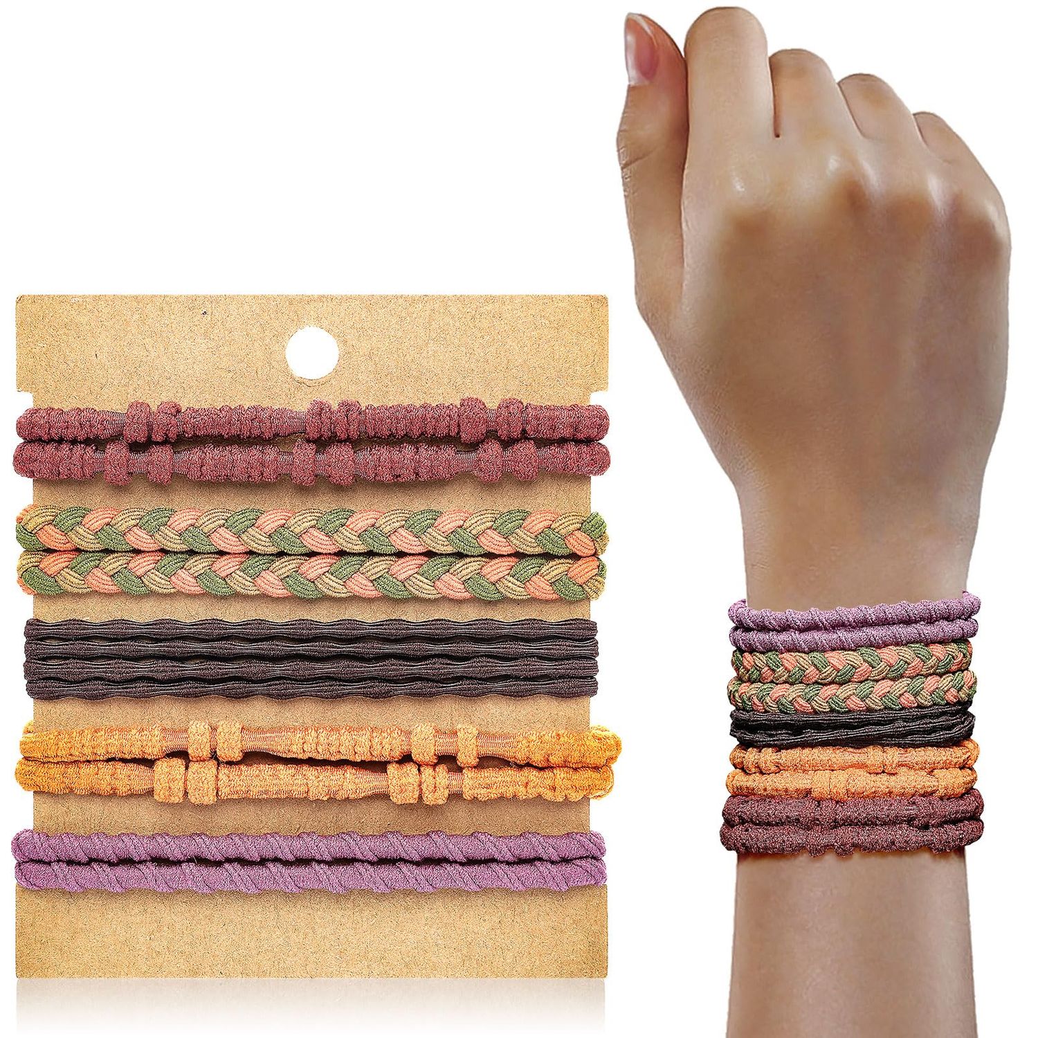 KANPRINCESS Hair Tie Bracelet, 10Pcs Boho Hair Ties For Girls and Women, Elastic Hair Ties, Hair Bands For Ponytails, Ponytail Holder For Daily Life, Sport, Cooking, Working