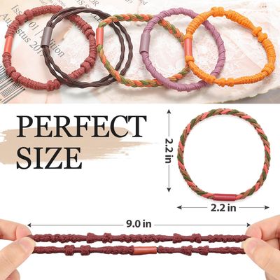 KANPRINCESS Hair Tie Bracelet, 10Pcs Boho Hair Ties For Girls and Women, Elastic Hair Ties, Hair Bands For Ponytails, Ponytail Holder For Daily Life, Sport, Cooking, Working