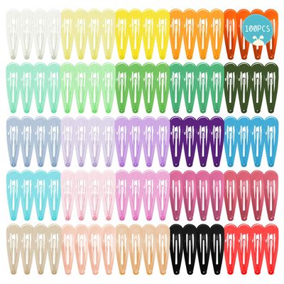 Girls Hair Clips, 100pcs 2 In&quot; No Slip Metal HairPin Snap Barrettes for Girls Toddlers Kids Pets Accessories 25 Clolors