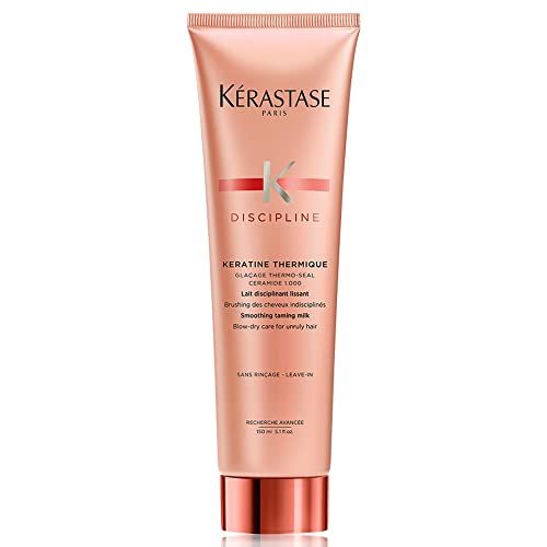 KRASTASE Discipline Thermique Blow Dry Primer Serum, Pre-Styling Cream &amp; Heat Protectant, Smooths Hair Fiber with Morpho-Keratine &amp; Ceramides for All Hair Types, 5.1 Fl Oz