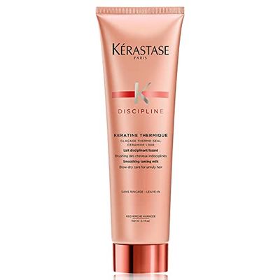 KRASTASE Discipline Thermique Blow Dry Primer Serum, Pre-Styling Cream &amp; Heat Protectant, Smooths Hair Fiber with Morpho-Keratine &amp; Ceramides for All Hair Types, 5.1 Fl Oz