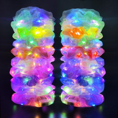 Light Up Scrunchies Party Favor, Easter Gifts LED Scrunchy Hair Ties for Women &amp; Girls Hair 80s, Glow in the Dark Party Supplies Festival Rave Accessories for Neon Glow Party