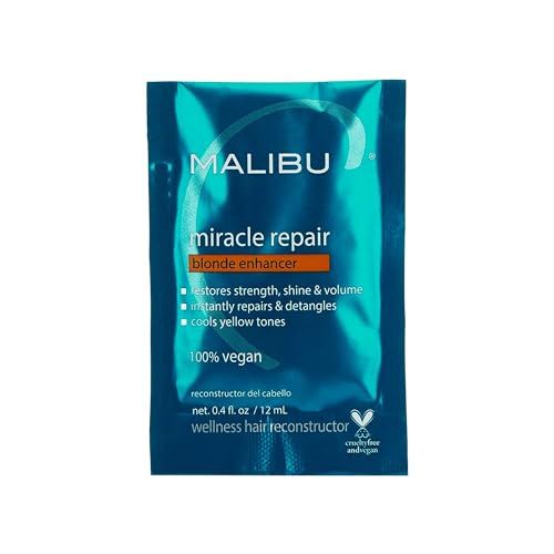 Malibu C Miracle Repair Hair Reconstructor, Blonde Enhancer (1 Packet) - Nourishing Hair Repair Treatment for Damaged Blonde Strands - Relieves Hair Discoloration