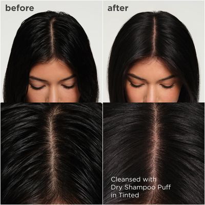Style &amp; Treat Dry Shampoo Puff - Tinted for Dark Hair - Mattifying Dry Shampoo Powder - Non-Aerosol, Talc Free, Benzene Free - 0.5 oz/15 g