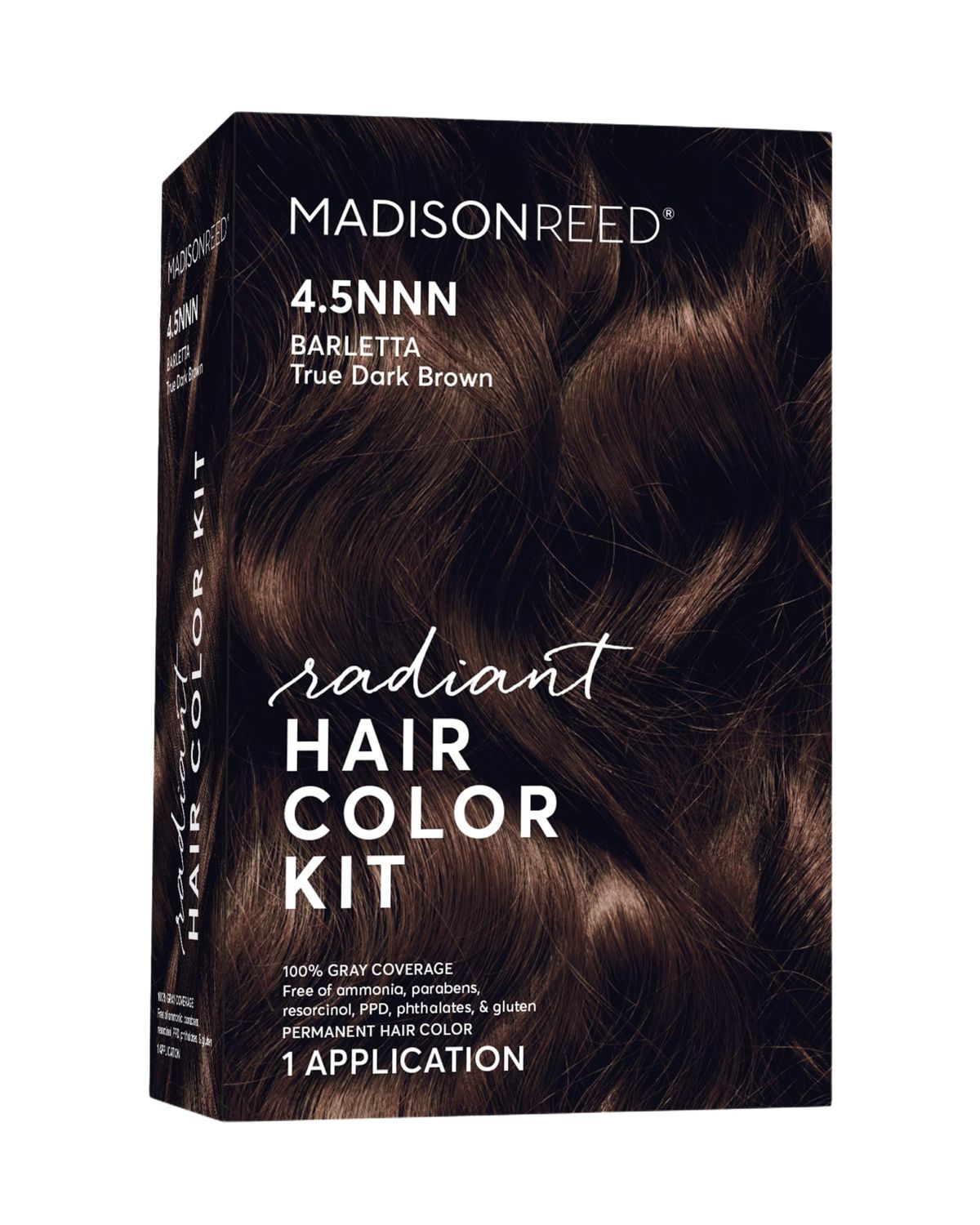 Madison Reed Radiant Hair Color Kit, Dark Brown for 100% Coverage of Resistant Gray Hair, Ammonia-Free, 4.5NNN Barletta Brown, Permanent Hair Dye, Pack of 1