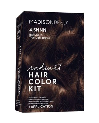 Madison Reed Radiant Hair Color Kit, Dark Brown for 100% Coverage of Resistant Gray Hair, Ammonia-Free, 4.5NNN Barletta Brown, Permanent Hair Dye, Pack of 1