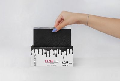 STYLETEK Pop-Up Foil Sheets, OBSIDIAN, 5x11, 250 Sheets per box, Aluminum Foil, Salon Professional Hair Foil