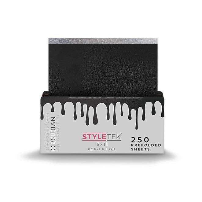 STYLETEK Pop-Up Foil Sheets, OBSIDIAN, 5x11, 250 Sheets per box, Aluminum Foil, Salon Professional Hair Foil