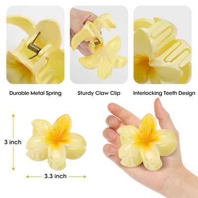 HAPTIME 10 Pack Flower Claw Clips for Women, Preppy Flower Hair Clips, Plumeria Hair Clip, Hawaiian Flower Hair Clips, Flower Clips for Hair, Gifts for Women Teen Girls